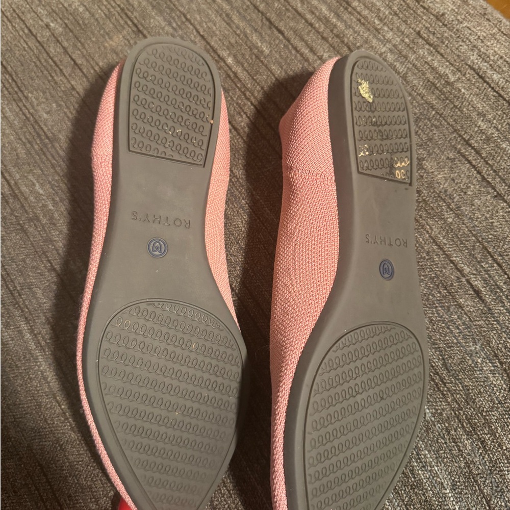 Rothy's Pointed Knit Flats in Coral with Blue Accent - Picture 4 of 4